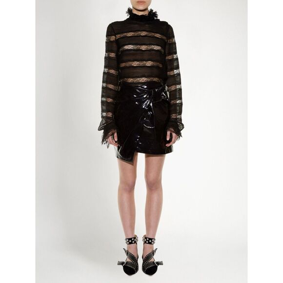 ISABEL MARANT Anders‎ Faux Patent Leather Bow Mini Skirt Sz 38 (US 6) - Picture 1 of 7